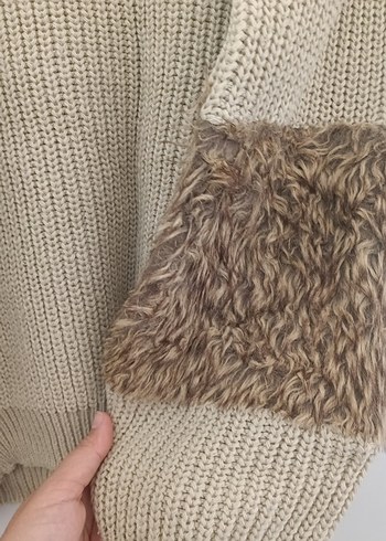 Bej Örgü Kadın Kazak Uzun Kollu - Görsel 3