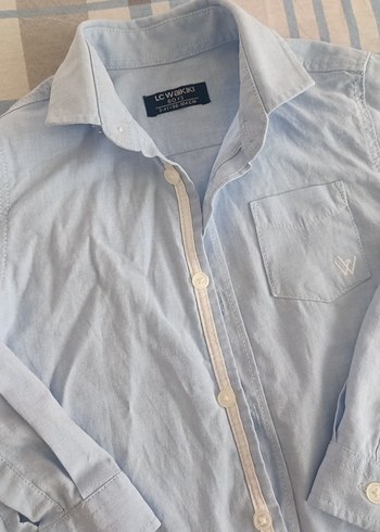 Erkek Çocuk Mavi Keten Gömlek - Görsel 3