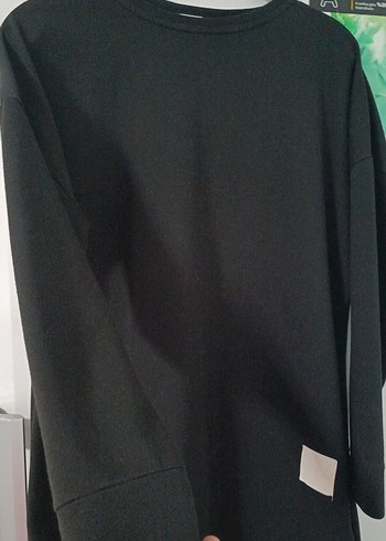 Siyah Kadın Salaş Sweatshirt - Görsel 2