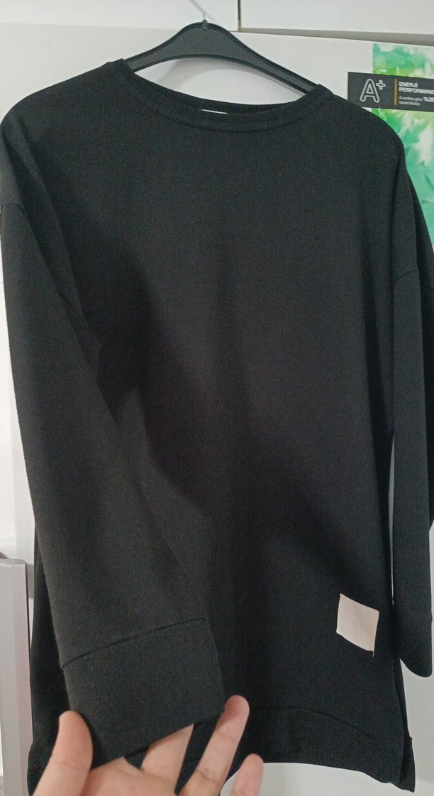 Siyah Kadın Salaş Sweatshirt - Görsel 2