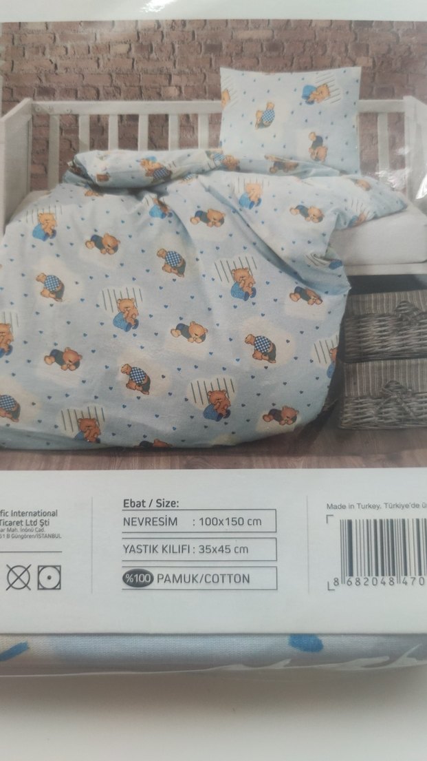 Bebek Nevresim Seti Mavi Baskılı Pamuk - Görsel 2