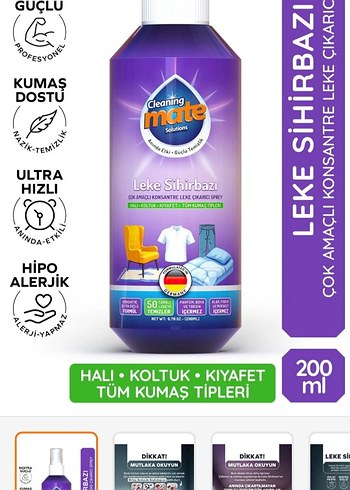 Cleaning Mate Leke Sihirbazı Konsantre Sprey 200 ml
