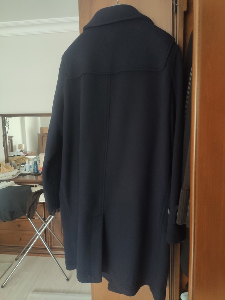 Erkek palto fermuarlı, çıtçıtlı, yün kaşe - Görsel 2