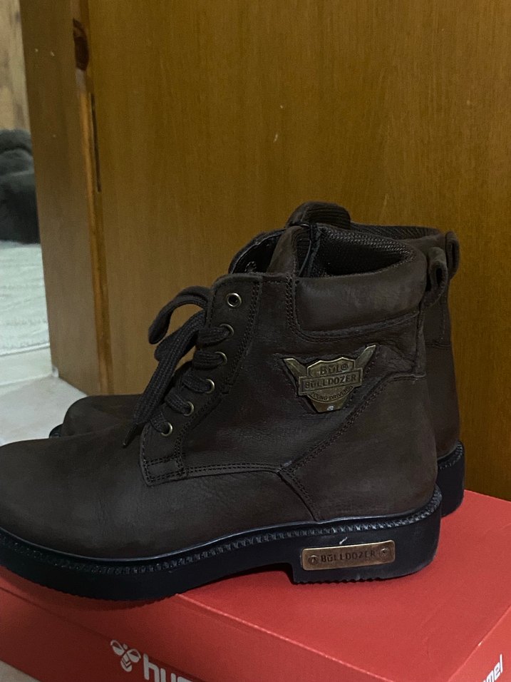 Orijinal Bulldozer Kahverengi Deri Biker Bot - Görsel 3