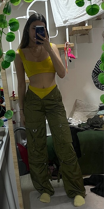 Bershka saten cargo pantolon
