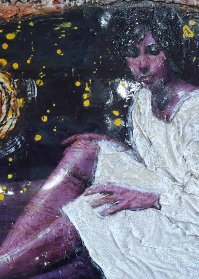 50*70 Tablo / Çiftçi kız / el yapımı ( hand made) - Görsel 3