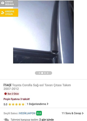  Beden siyah Renk Toyota Corolla tavan oluk çıtası 