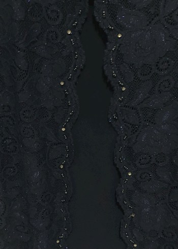 Uzun Siyah Nakışlı Gotik Abiye - Görsel 2