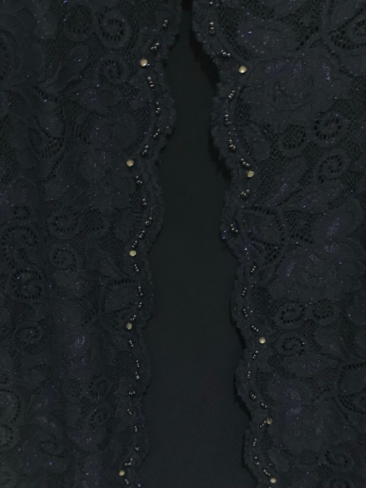 Uzun Siyah Nakışlı Gotik Abiye - Görsel 2