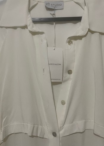 Düğmeli Beyaz Uzun Kollu Kadın Elbise - Görsel 2