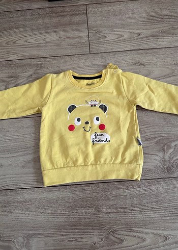 Sarı Baskılı Bebek Takımı, Uzun Kollu, Düğmeli - Görsel 3