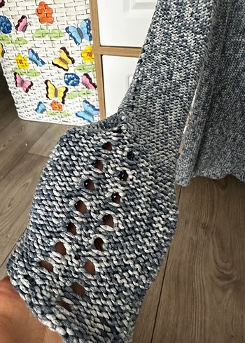 Mavi V Yaka Triko Kadın Kazak - Görsel 2