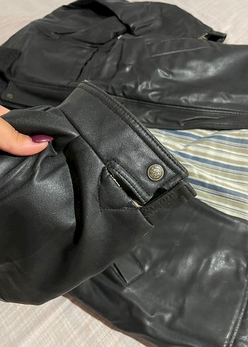 Erkek Siyah Deri Vintage Ceket - Görsel 4