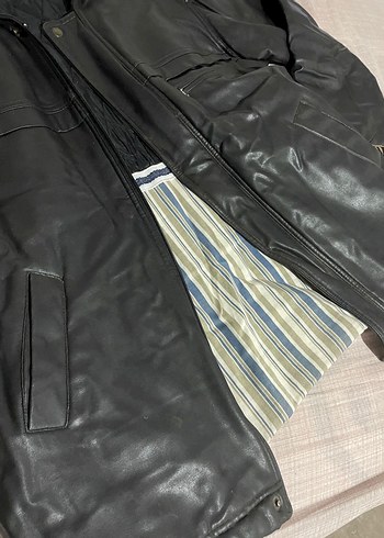 Erkek Siyah Deri Vintage Ceket - Görsel 3