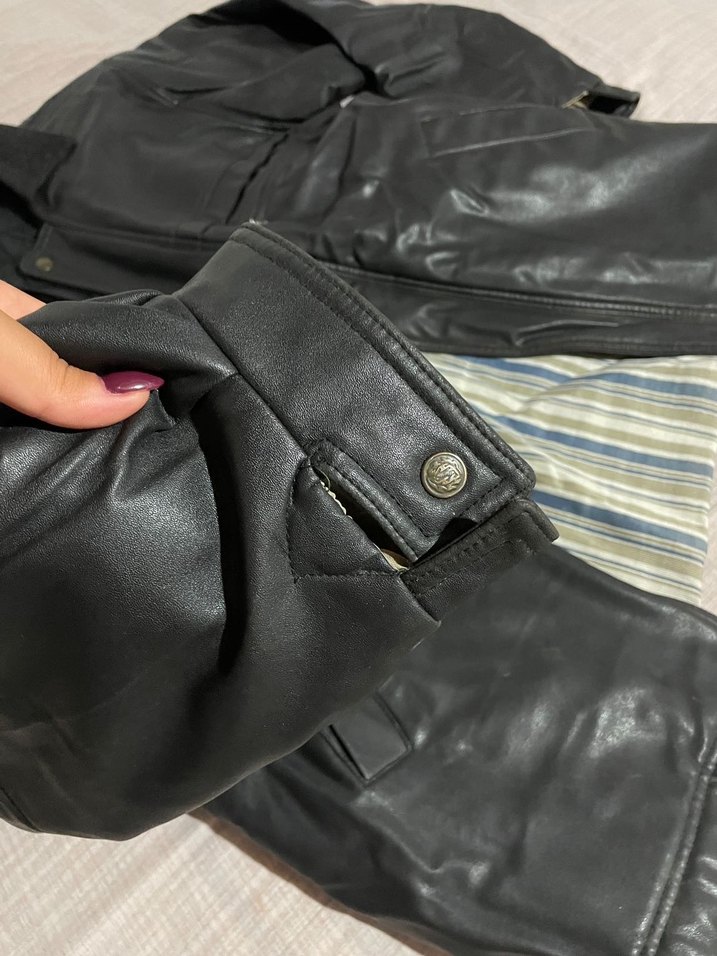 Erkek Siyah Deri Vintage Ceket - Görsel 4