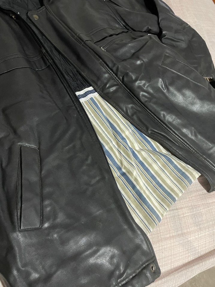 Erkek Siyah Deri Vintage Ceket - Görsel 3