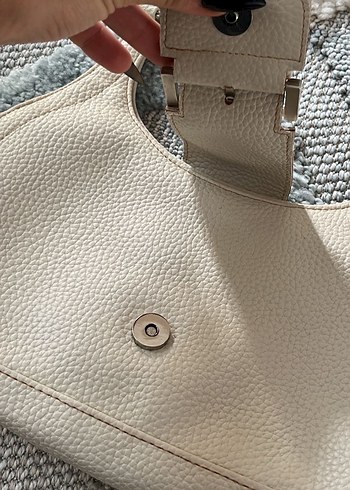 Beyaz Deri Kadın Çanta - Modern Klasik - Görsel 2