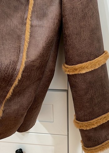 Kahverengi Kürklü Deri Kadın Ceket - Görsel 6