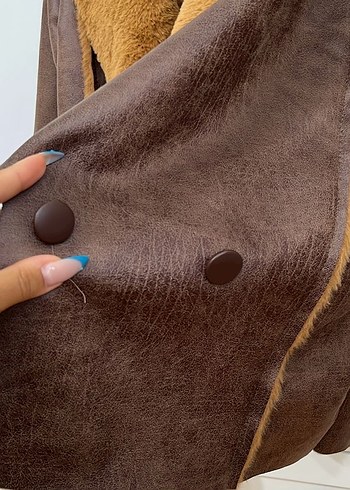 Kahverengi Kürklü Deri Kadın Ceket - Görsel 5