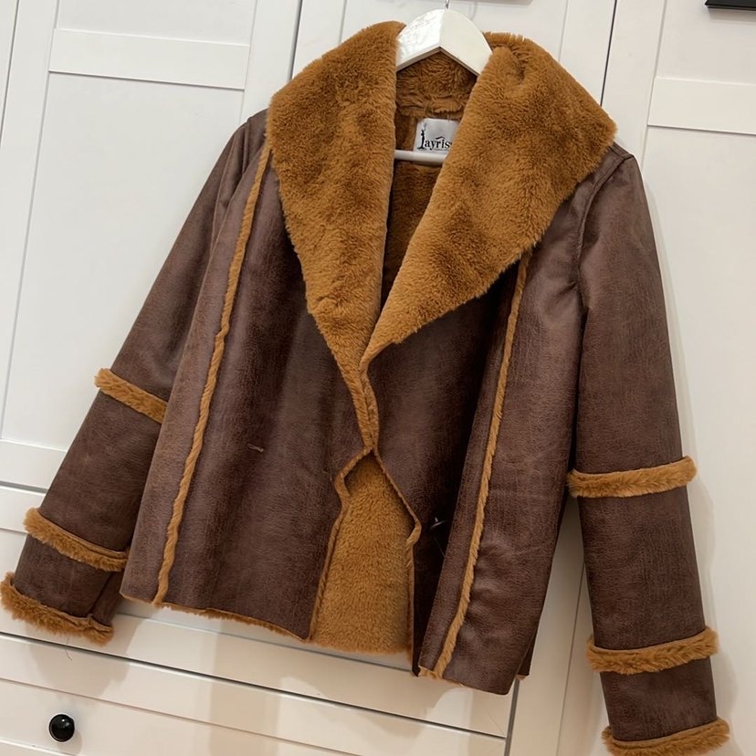 Kahverengi Kürklü Deri Kadın Ceket - Görsel 2