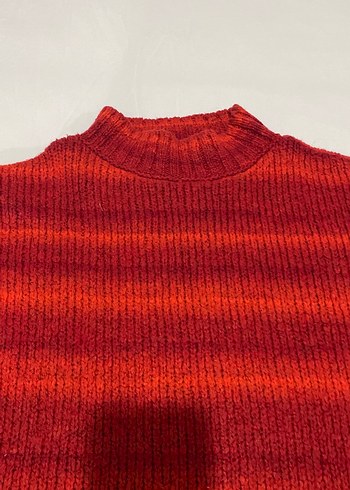 Kırmızı Yüksek Yaka Örgü Kadın Kazak - Görsel 5