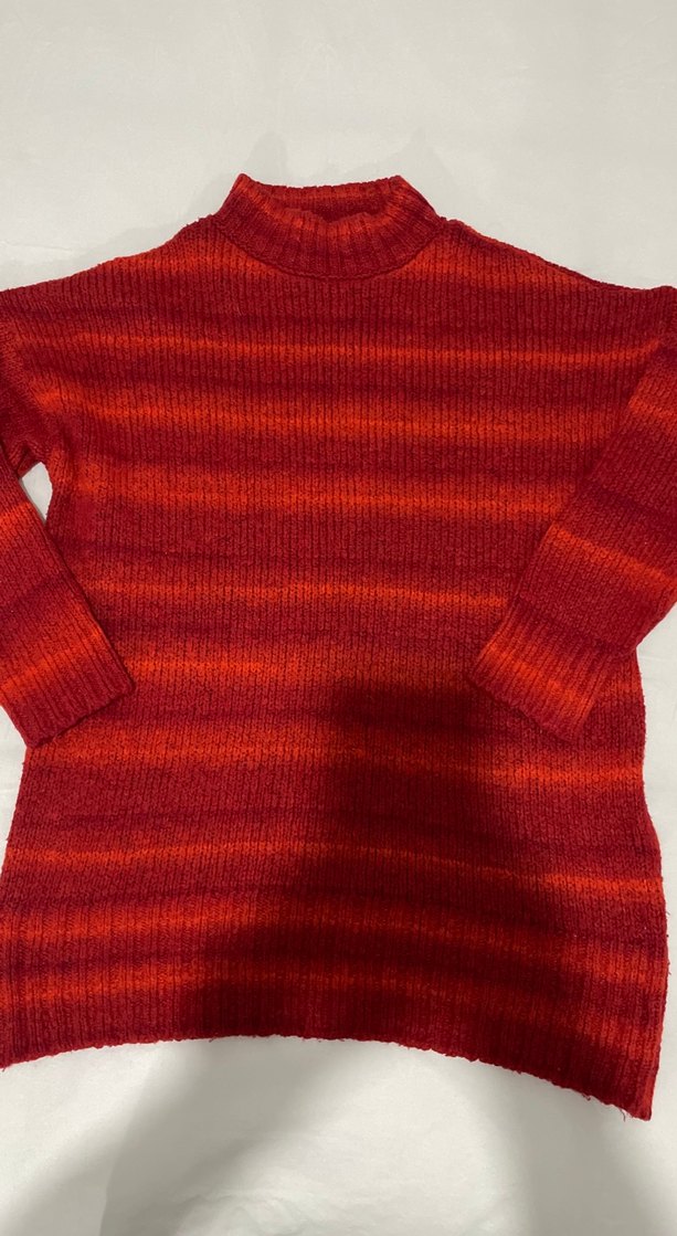Kırmızı Yüksek Yaka Örgü Kadın Kazak - Görsel 4