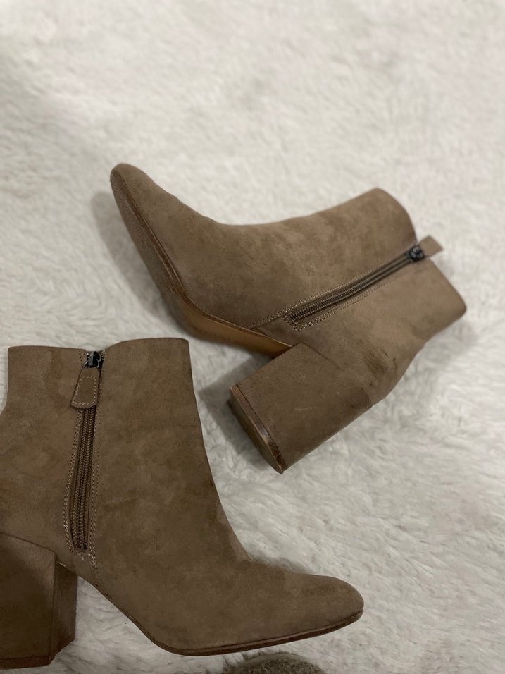 Kadın Bej Süet Topuklu Bot Kürklü - Görsel 3