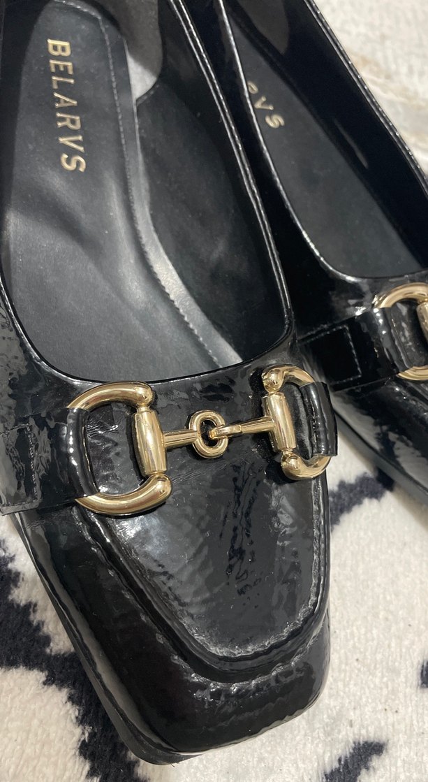 Klasik Şıklıkta Siyah Parlak Tokalı Loafer - Görsel 2