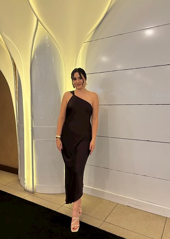 Mango Kahverengi midi elbise
