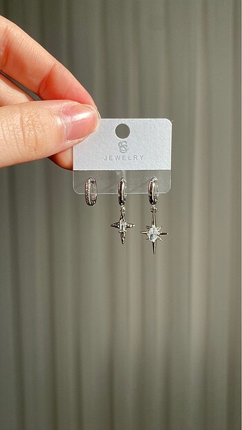 3lü silver küpe