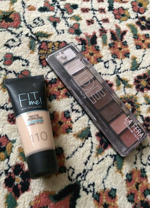Maybelline fit me mat 110 fondöten + la fera nude far paleti