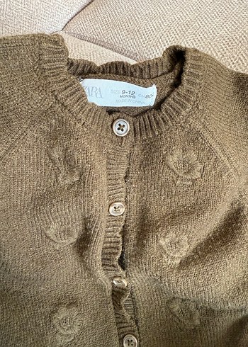 Kız Çocuk Kahverengi Triko Tulum ve Hırka takım - Görsel 3