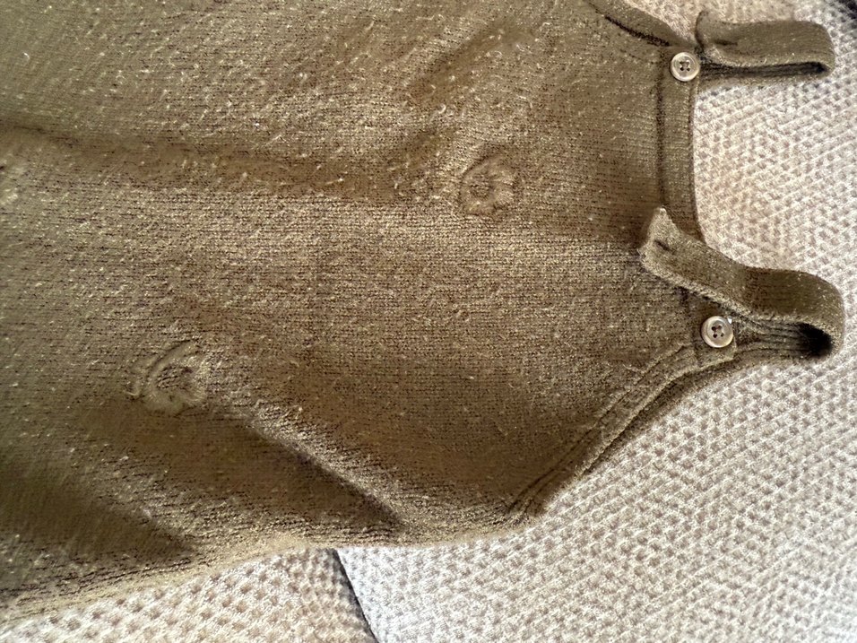 Kız Çocuk Kahverengi Triko Tulum ve Hırka takım - Görsel 5