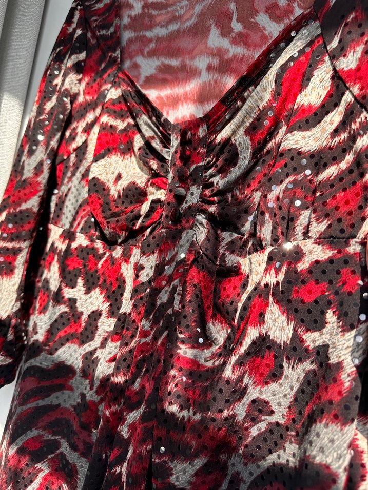 Kırmızı Yılan Desenli Tunik Elbise - Görsel 5