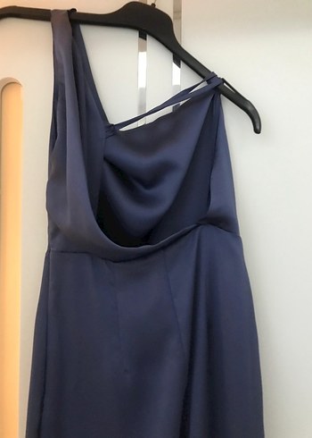 Lacivert Drapeli Uzun Abiye Elbise - Görsel 6