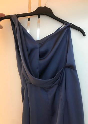 Lacivert Drapeli Uzun Abiye Elbise - Görsel 4