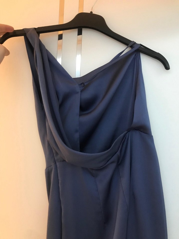 Lacivert Drapeli Uzun Abiye Elbise - Görsel 4