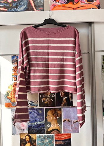 Çizgili Triko Uzun Kollu Kazak - Görsel 5