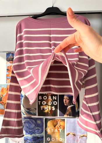 Çizgili Triko Uzun Kollu Kazak - Görsel 2