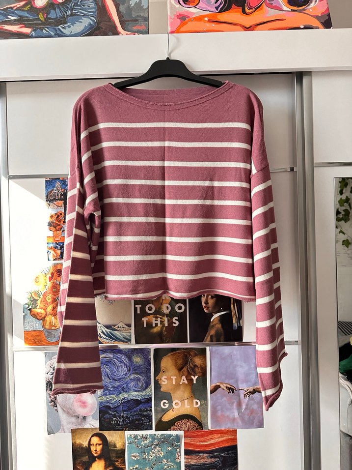 Çizgili Triko Uzun Kollu Kazak - Görsel 5