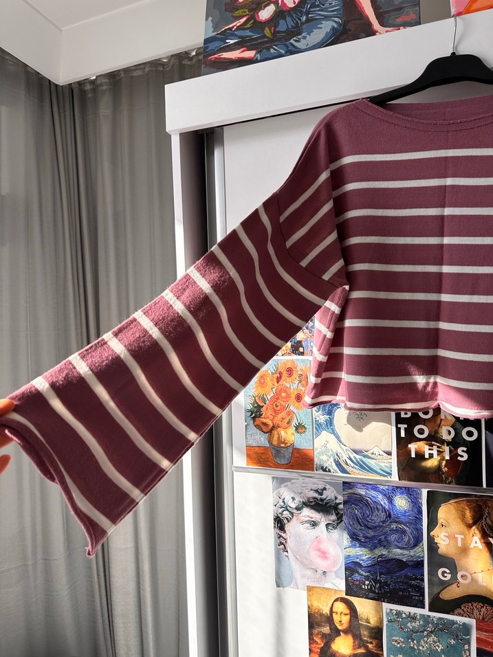 Çizgili Triko Uzun Kollu Kazak - Görsel 3