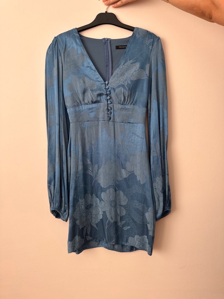 V Yaka Düğmeli Bohem Elbise - Görsel 2