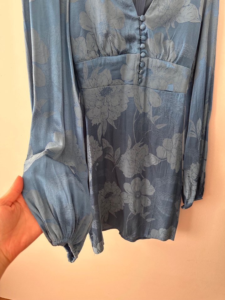 V Yaka Düğmeli Bohem Elbise - Görsel 3