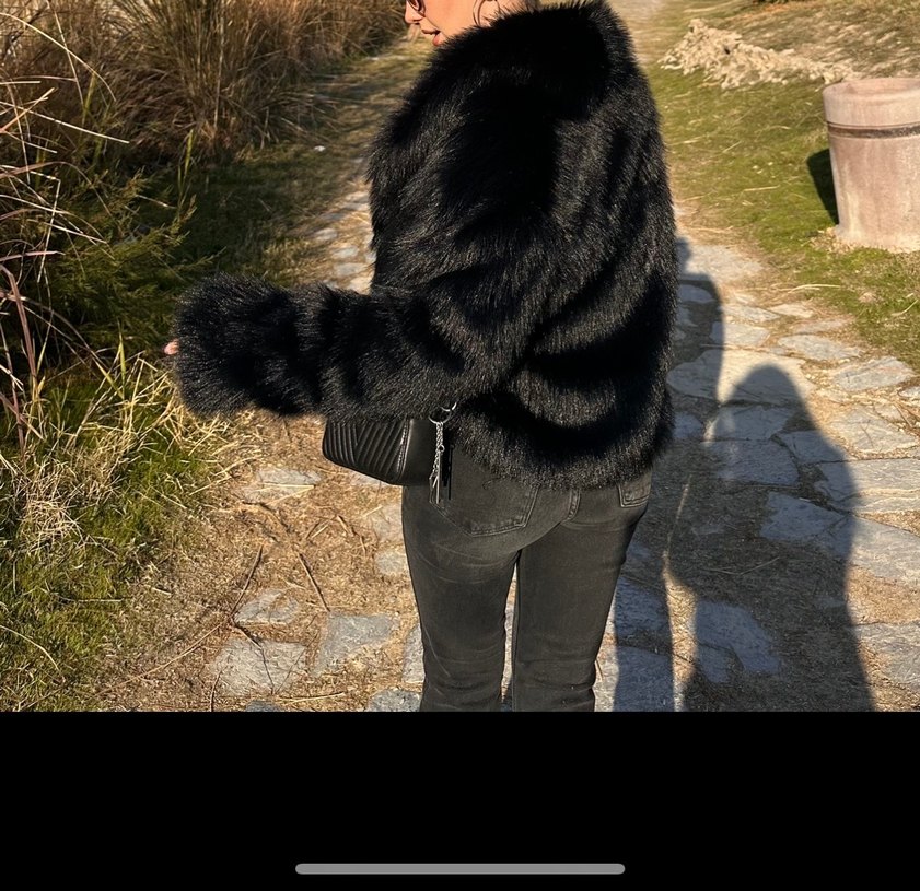 Siyah, Midi Boy, Kürklü Kadın Mont - Görsel 3