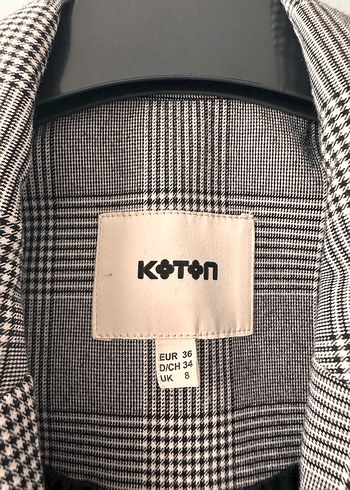 Gri Ekose Desenli Düğmeli Kadın Blazer - Görsel 7