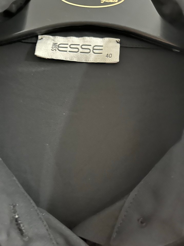 Siyah Uzun Kollu Düğmeli Kadın Gömlek - Görsel 4