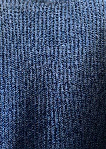 Kadın Mavi Örgü Yüksek Yakalı Kazak - Görsel 4