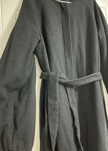 Siyah Kemerli Uzun Kadın Kaban - Görsel 4