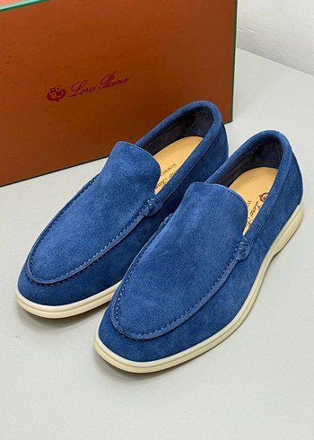 Loro Piana Lacivert Süet Erkek Loafer