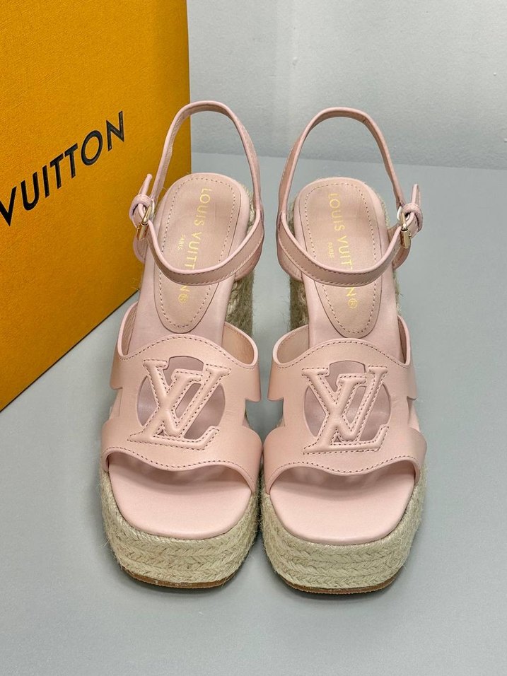 Louis vuitton Pembe Kadın Espadril Dolgu Topuklu Sandalet - Görsel 2